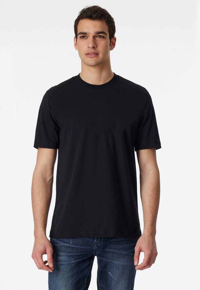 Schiesser Shirt kurzarm Jersey 2er-Pack rundhals schwarz - American T-Shirt Sonderangebot der Fabrik