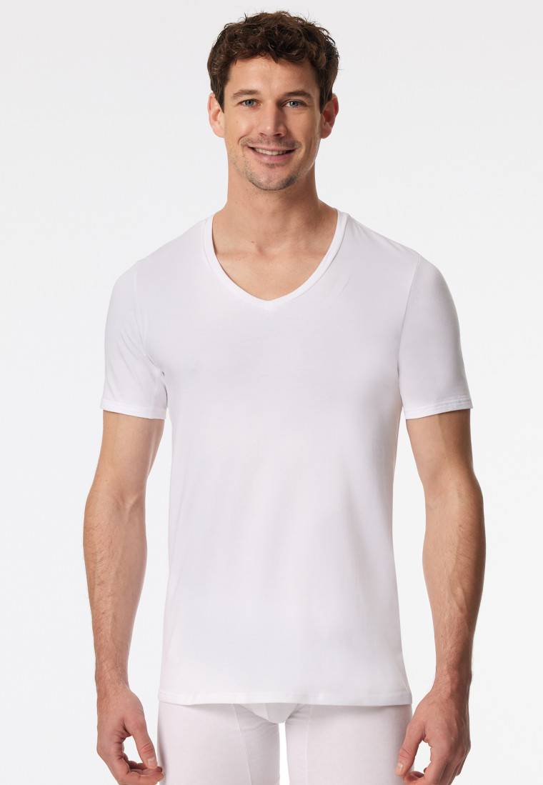 Schiesser Shirt kurzarm V-Ausschnitt weiß - Premium Cotton Bis zu 55% Rabatt