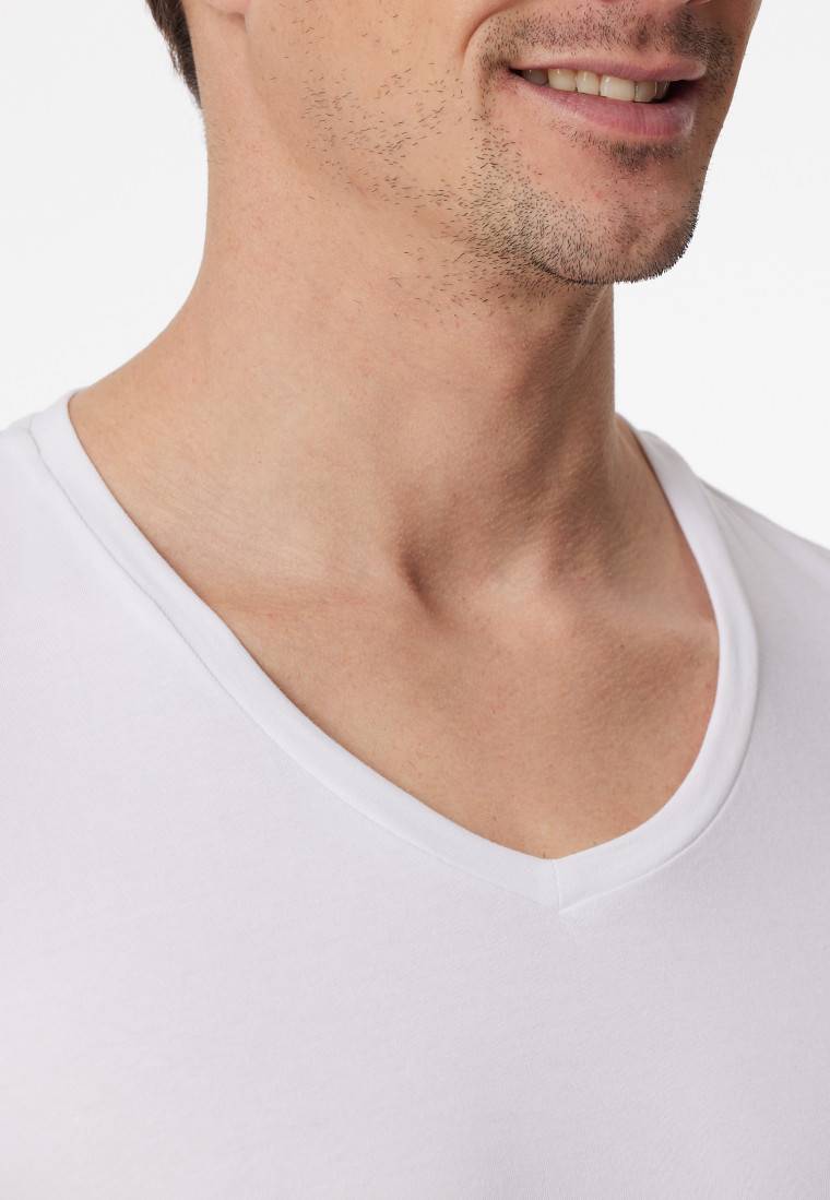 Schiesser Shirt kurzarm V-Ausschnitt weiß - Premium Cotton Bis zu 55% Rabatt