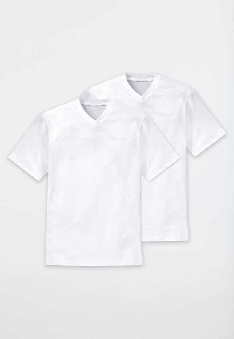Schiesser Shirt kurzarm Jersey 2er-Pack V-Ausschnitt weiß - American T-Shirt Discount Store für neue Produkte
