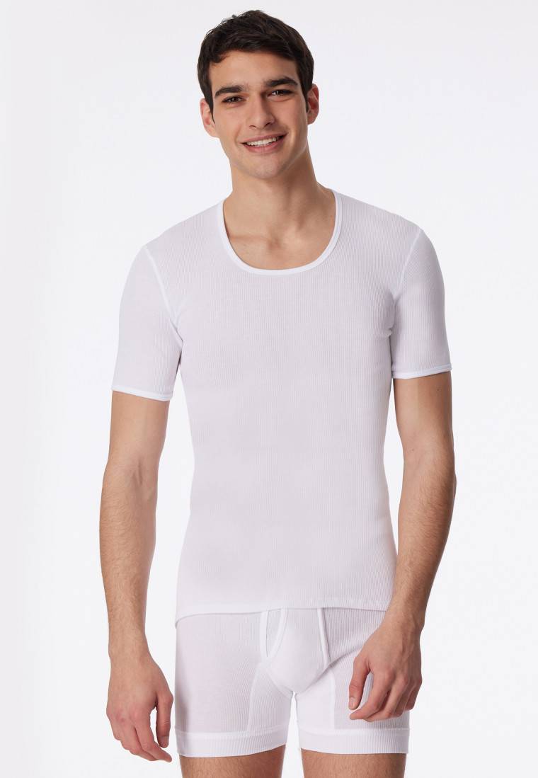 Schiesser Shirt kurzarm Doppelripp weiß - Original Classics Riesige Rabatte