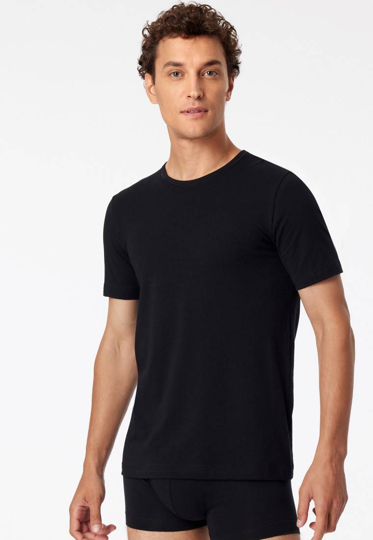 Schiesser Shirts kurzarm 2er-Pack Organic Cotton Rundhals schwarz - 95/5 Black Friday Preise