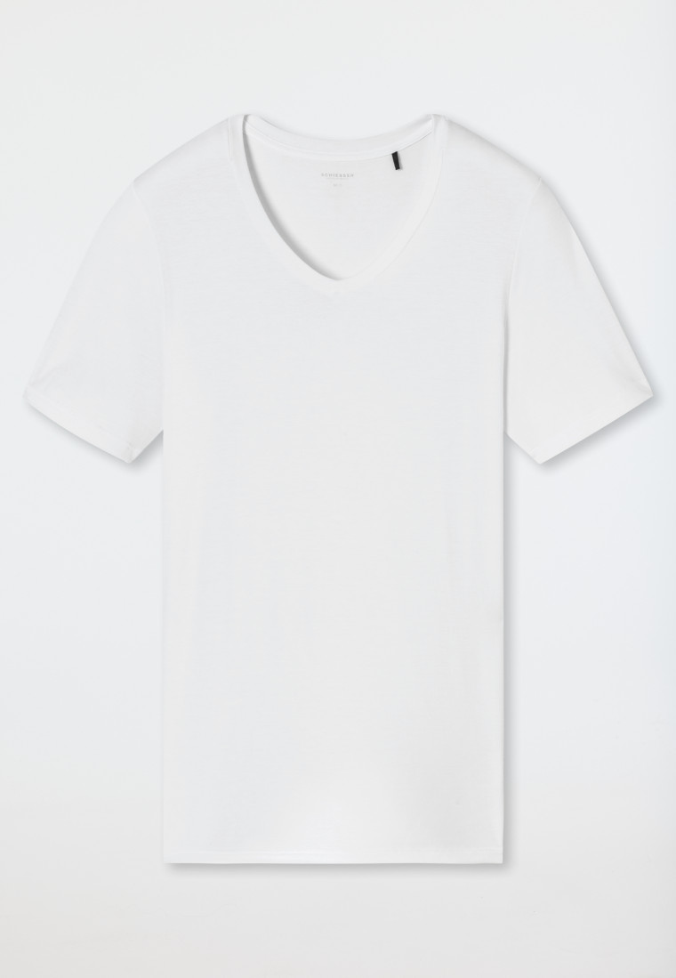 Schiesser Shirt kurzarm V-Ausschnitt weiß - Premium Modal zollfrei