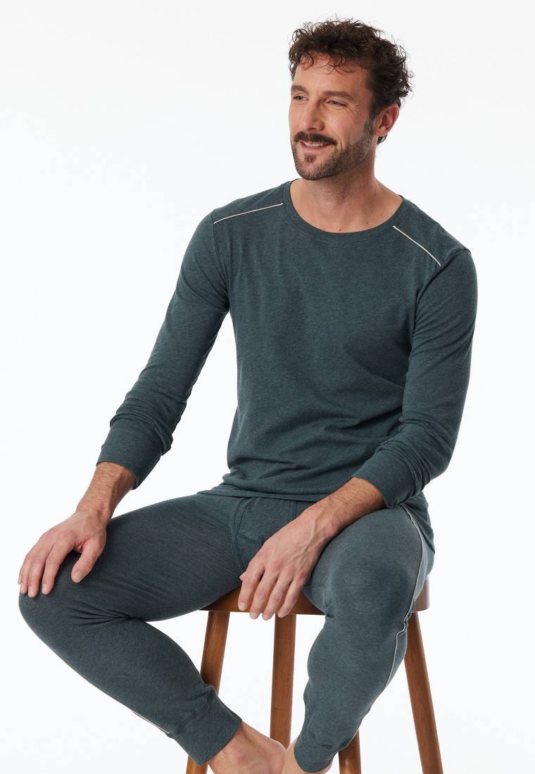 Schiesser Shirt langarm blau meliert - Comfort Fit Online