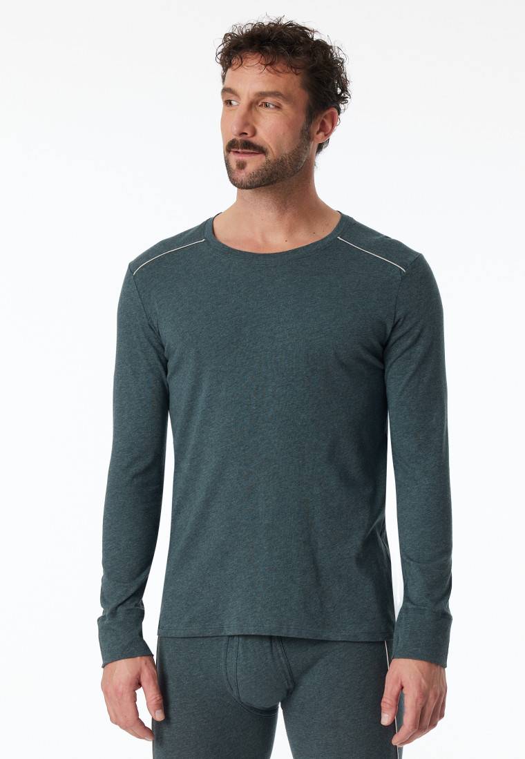 Schiesser Shirt langarm blau meliert - Comfort Fit Online