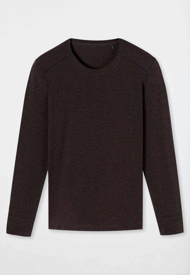 Schiesser Shirt langarm braun meliert - Comfort Fit Auslauf