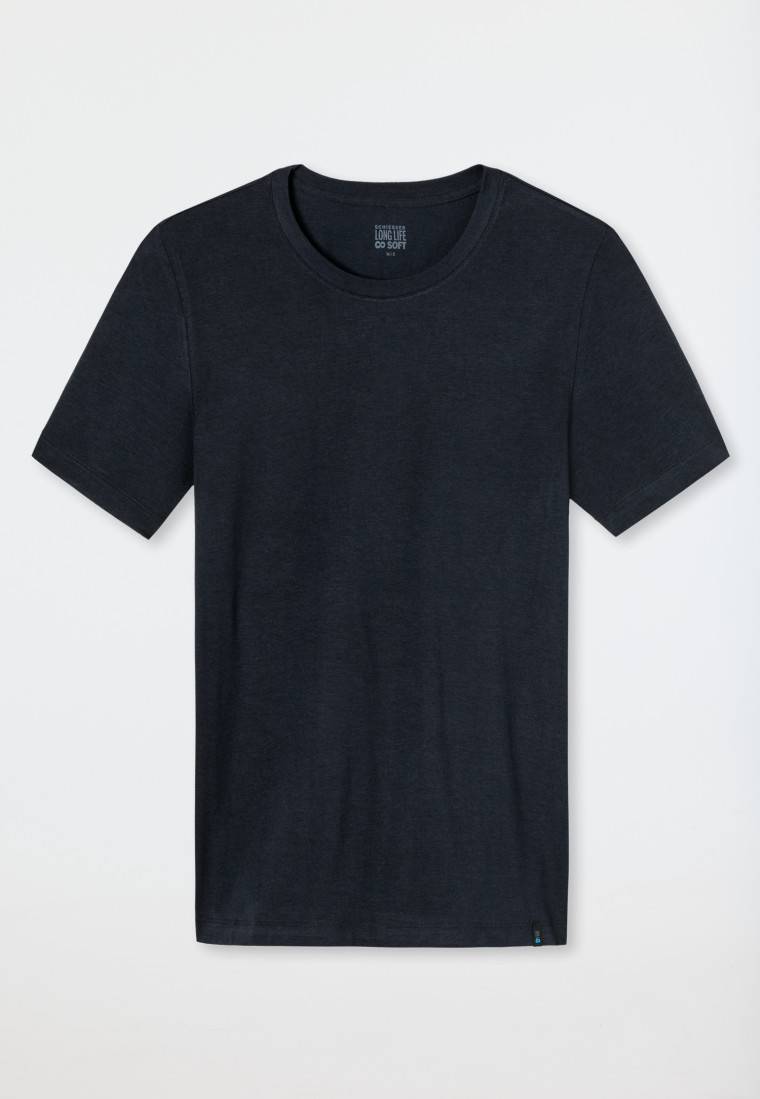 Schiesser Shirt kurzarm Jersey elastisch rundhals blauschwarz - Long Life Soft Limitierter Zeitrabatt