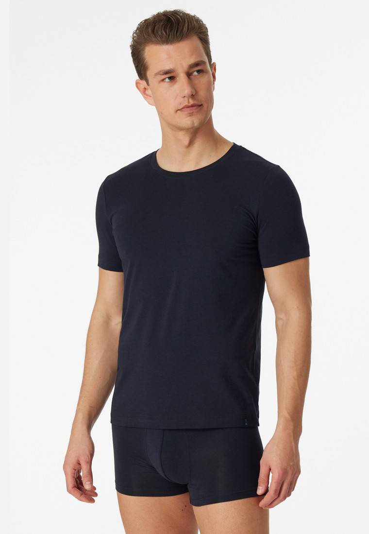 Schiesser Shirt kurzarm Jersey elastisch rundhals blauschwarz - Long Life Soft Limitierter Zeitrabatt
