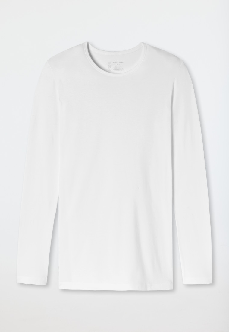 Schiesser Shirt langarm Organic Cotton Rundhals weiß - 95/5 Fabrikpreis