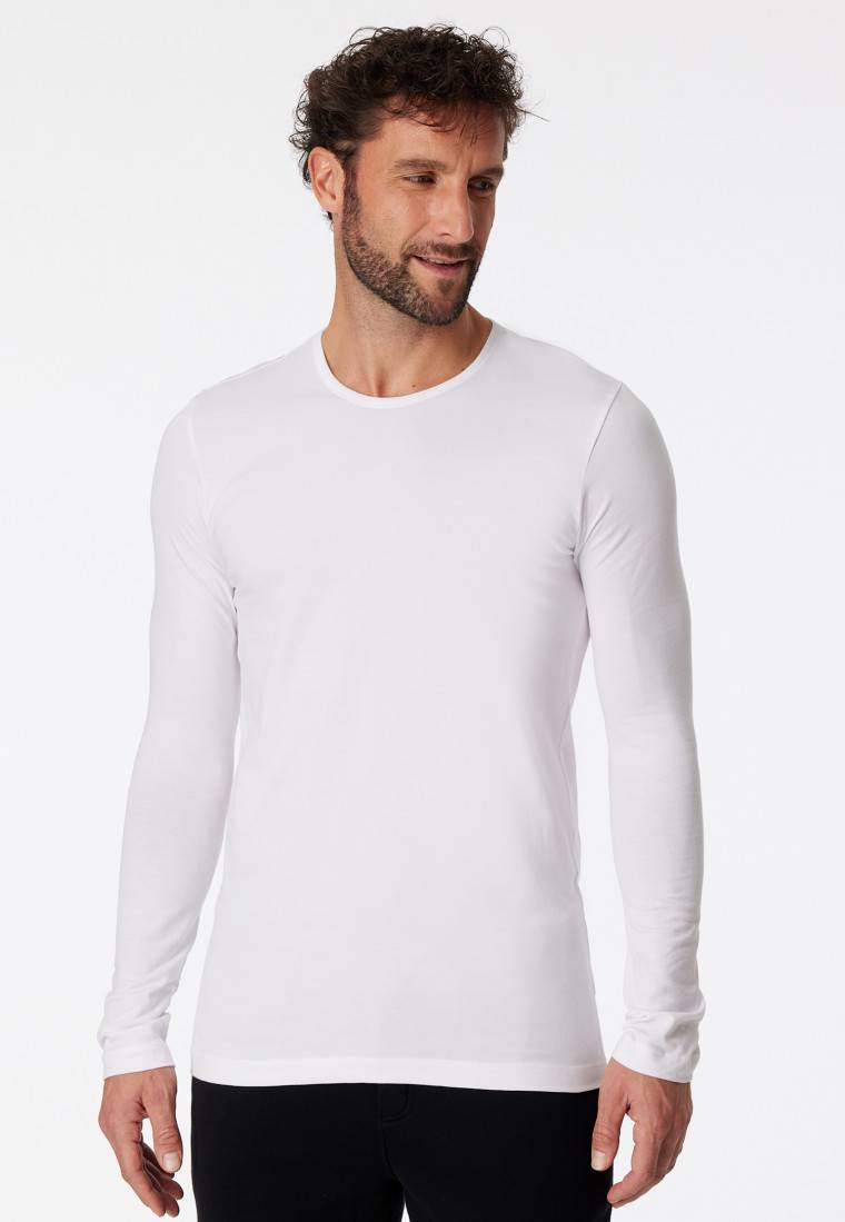 Schiesser Shirt langarm Organic Cotton Rundhals weiß - 95/5 Fabrikpreis