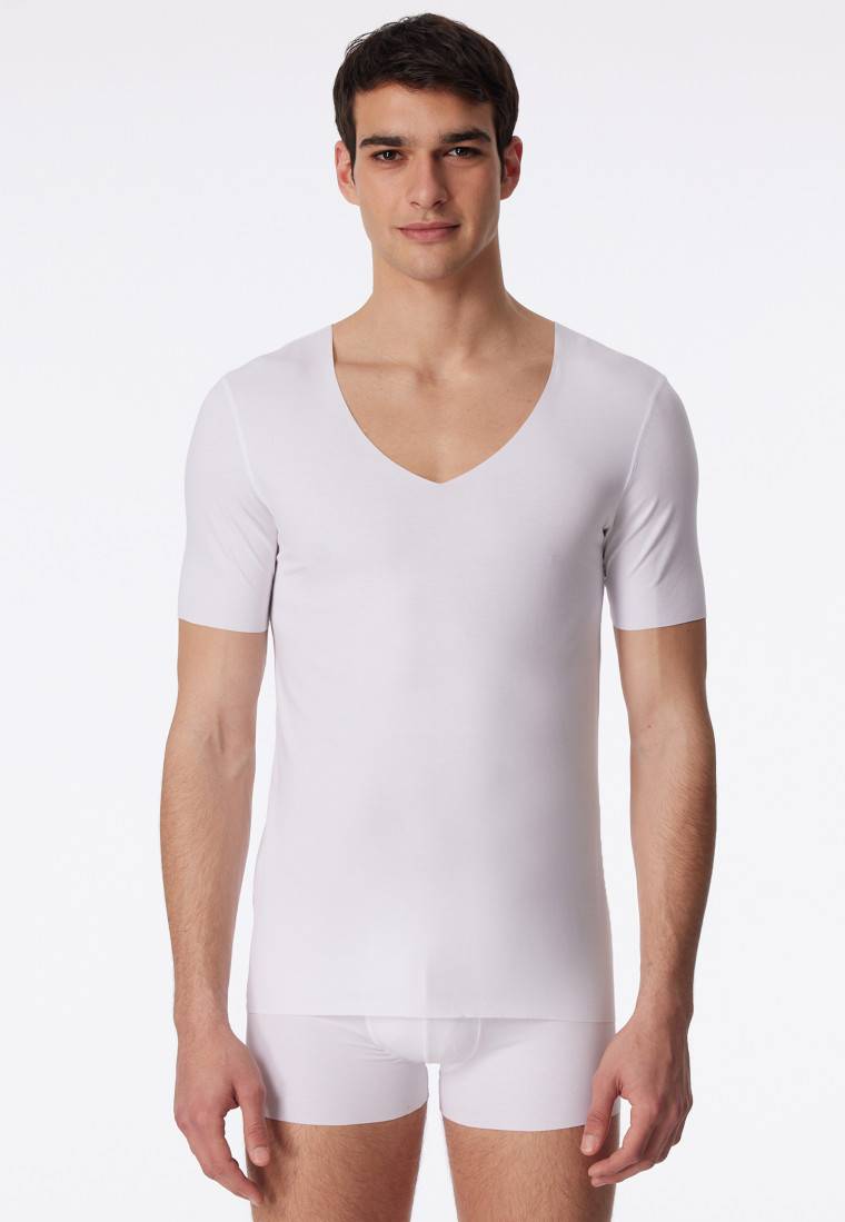 Schiesser Shirt Interlock seamless kurzarm V-Ausschnitt weiß - Laser Cut Sonderangebot