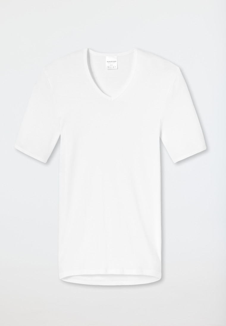 Schiesser Shirt kurzarm V-Ausschnitt Feinripp weiß - Original Classics Rabatt