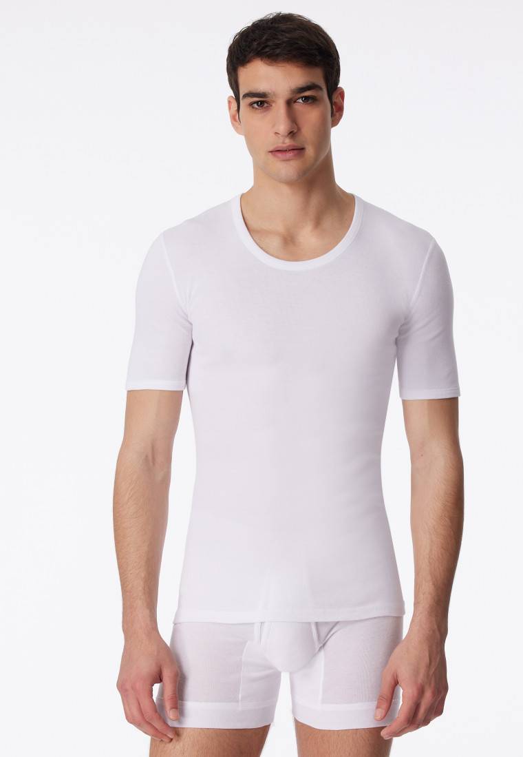 Schiesser Shirt kurzarm weiß - Essentials Feinripp Großer Ausverkauf