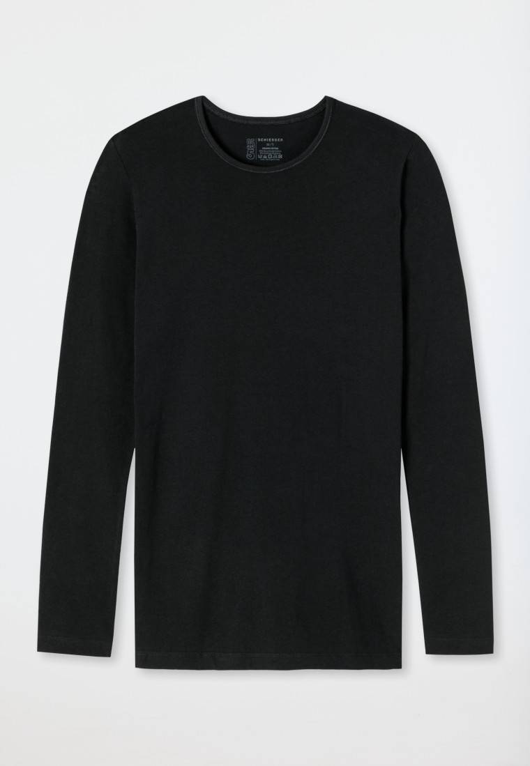 Schiesser Shirt langarm Organic Cotton Rundhals schwarz - 95/5 Online Shopping