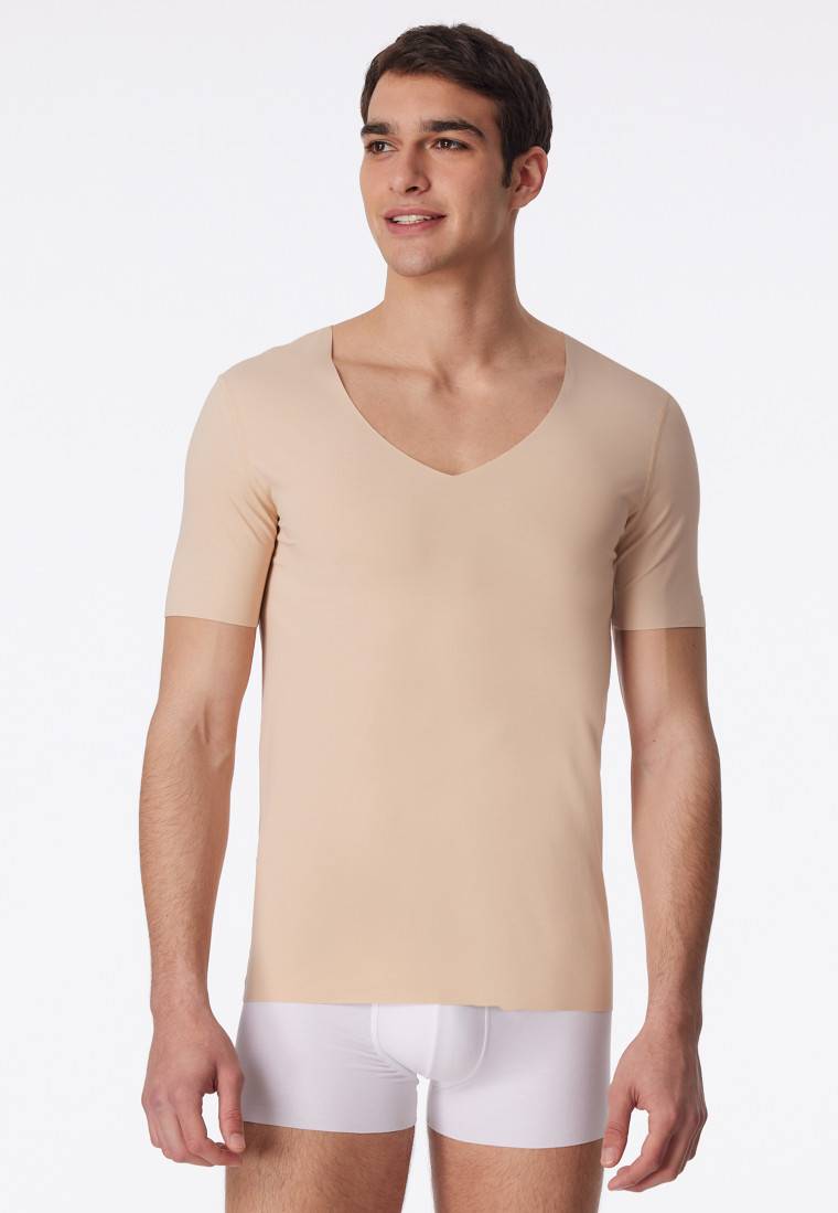 Schiesser Shirt Interlock seamless kurzarm V-Ausschnitt clay - Laser Cut Exklusivangebot