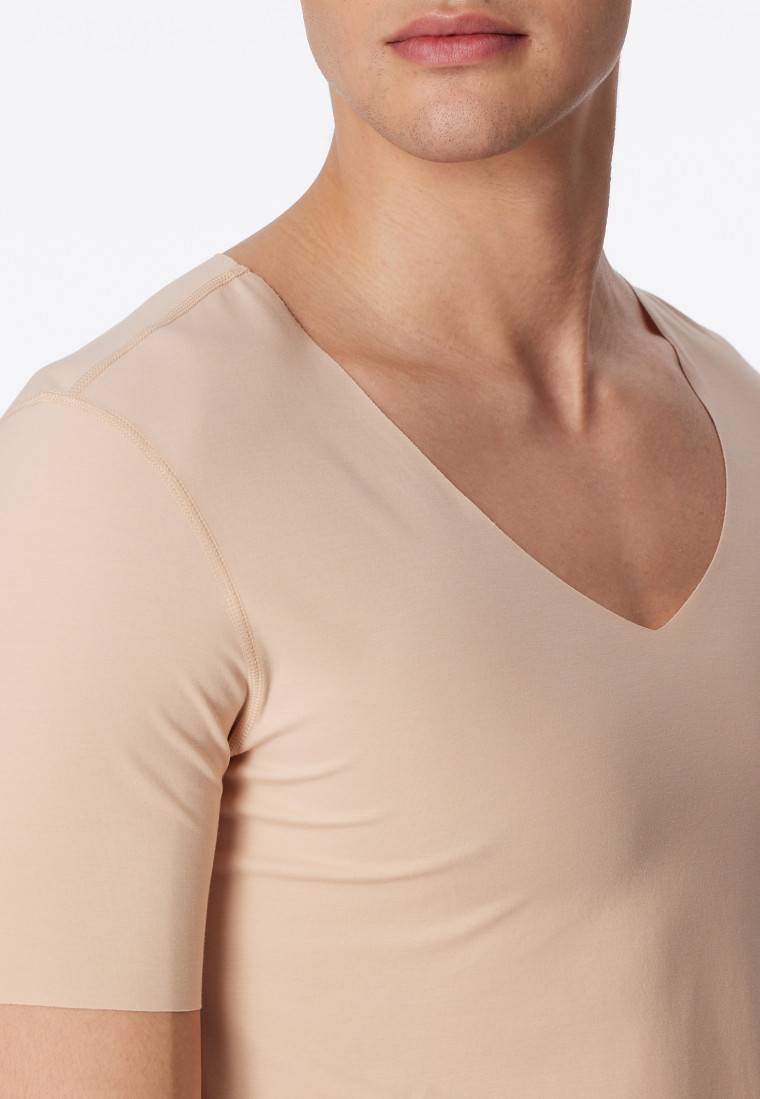 Schiesser Shirt Interlock seamless kurzarm V-Ausschnitt clay - Laser Cut Exklusivangebot