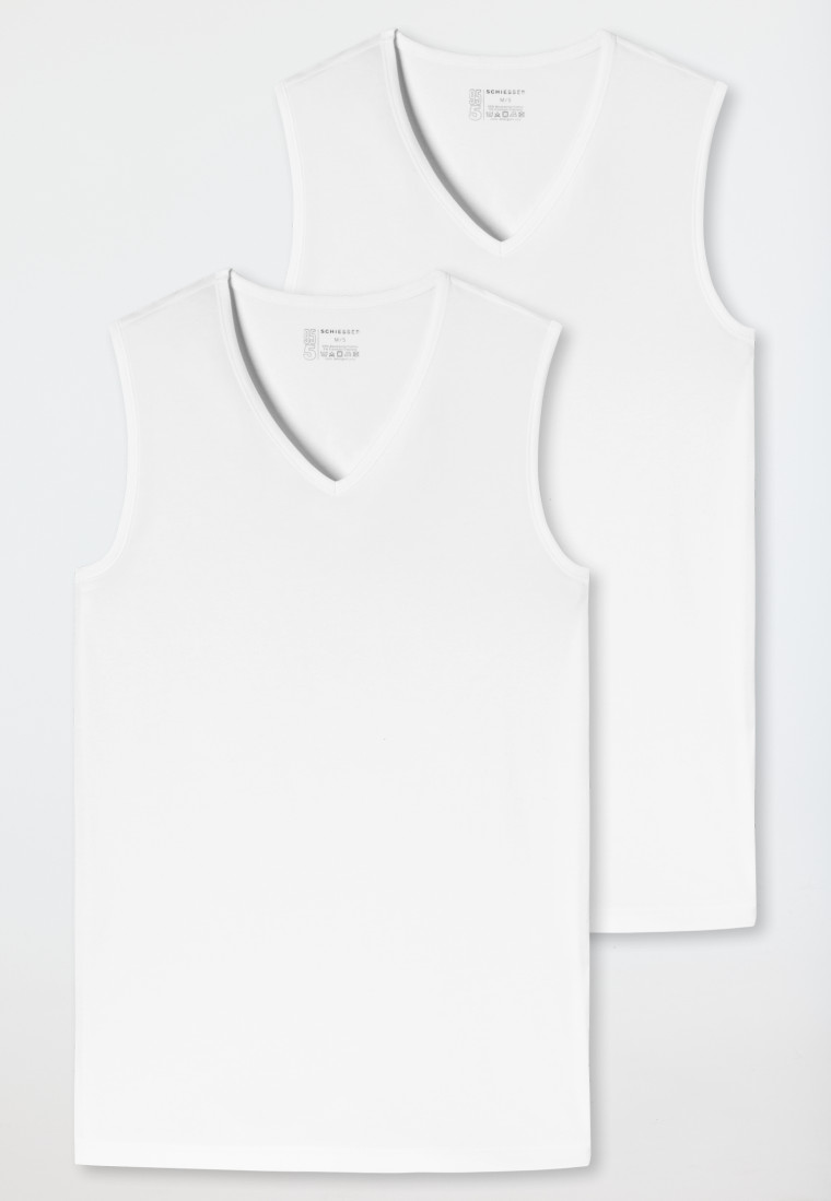 Schiesser Tank Tops 2er-Pack Organic Cotton V-Ausschnitt weiß - 95/5 Vatertagsangebot