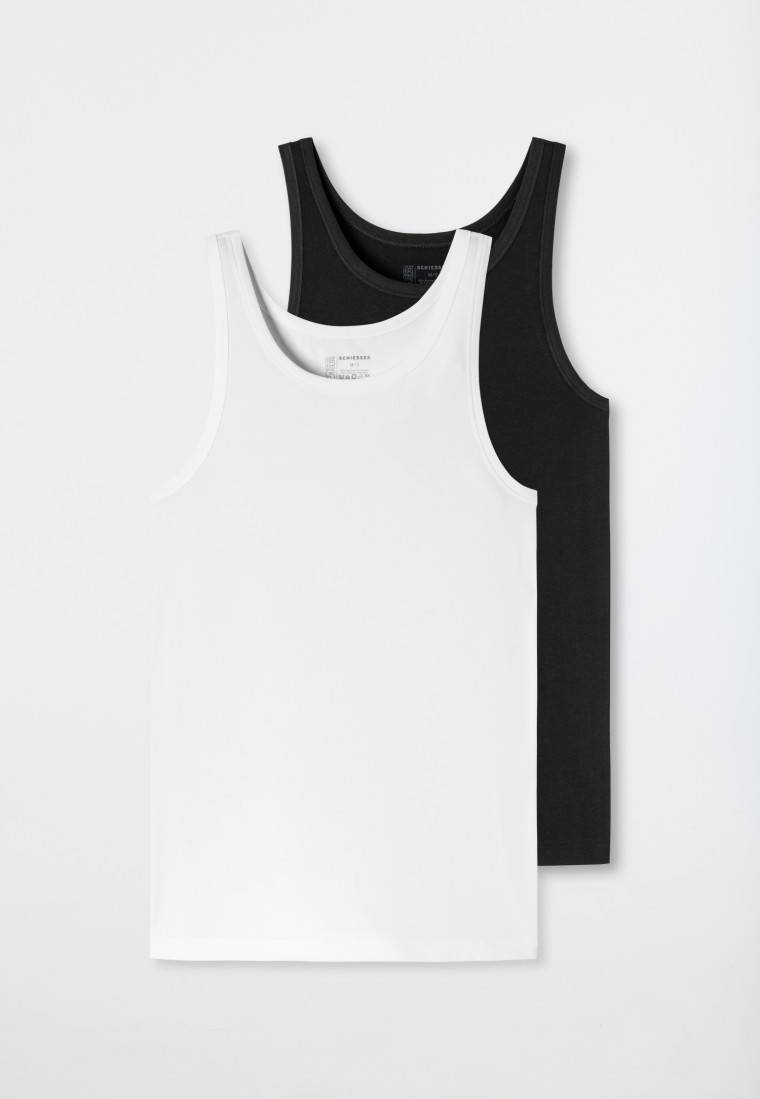 Schiesser Unterhemden 2er-Pack Organic Cotton schwarz/weiß – 95/5 Top Angebot