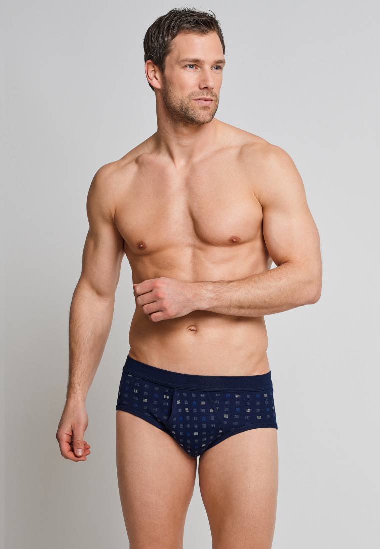 Schiesser Sportslips mit Eingriff 2er-Pack navy blau kariert - Essentials Kauf eins, bekomm eins gratis