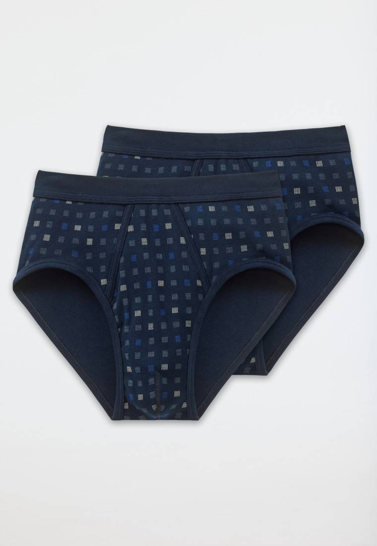 Schiesser Sportslips mit Eingriff 2er-Pack navy blau kariert - Essentials Kauf eins, bekomm eins gratis