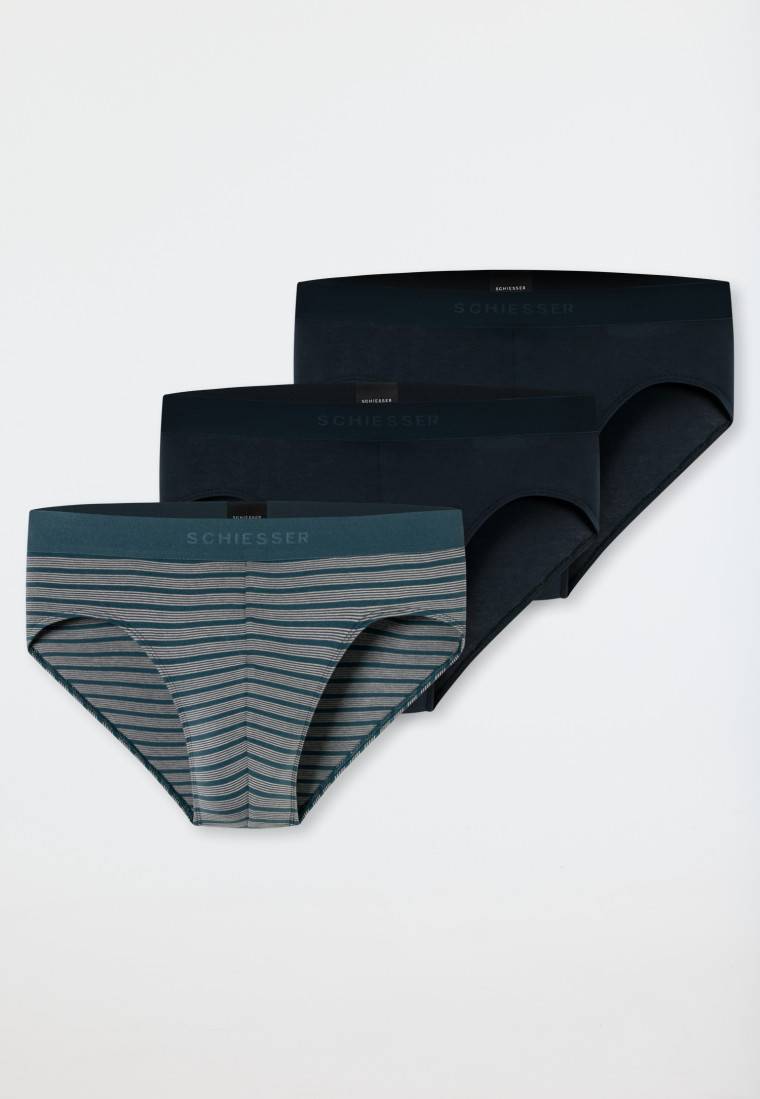 Schiesser Rio-Slips 3er-Pack Organic Cotton Webgummibund uni/gestreift - 95/5 JETZT KAUFEN