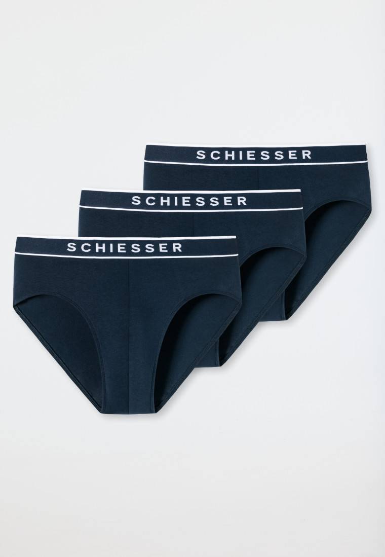 Schiesser Rio-Slips 3er-Pack Organic Cotton Webgummibund dunkelblau - 95/5 Zeitbegrenzte Promotion