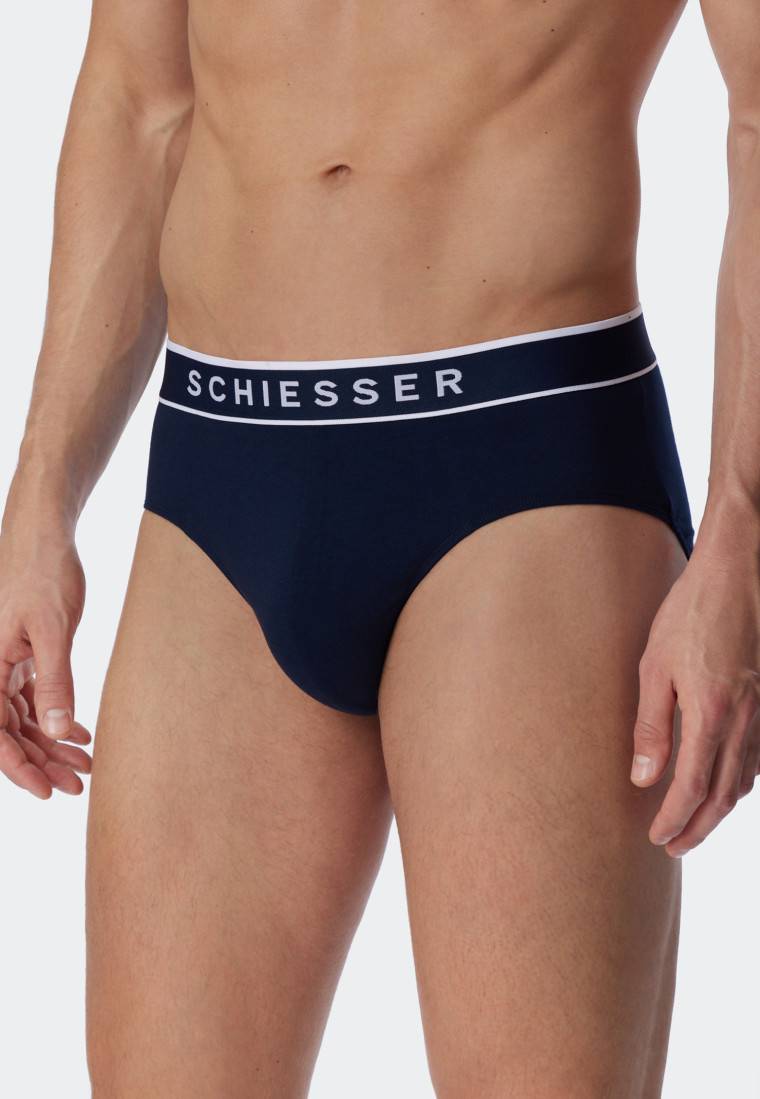 Schiesser Rio-Slips 3er-Pack Organic Cotton Webgummibund dunkelblau - 95/5 Zeitbegrenzte Promotion