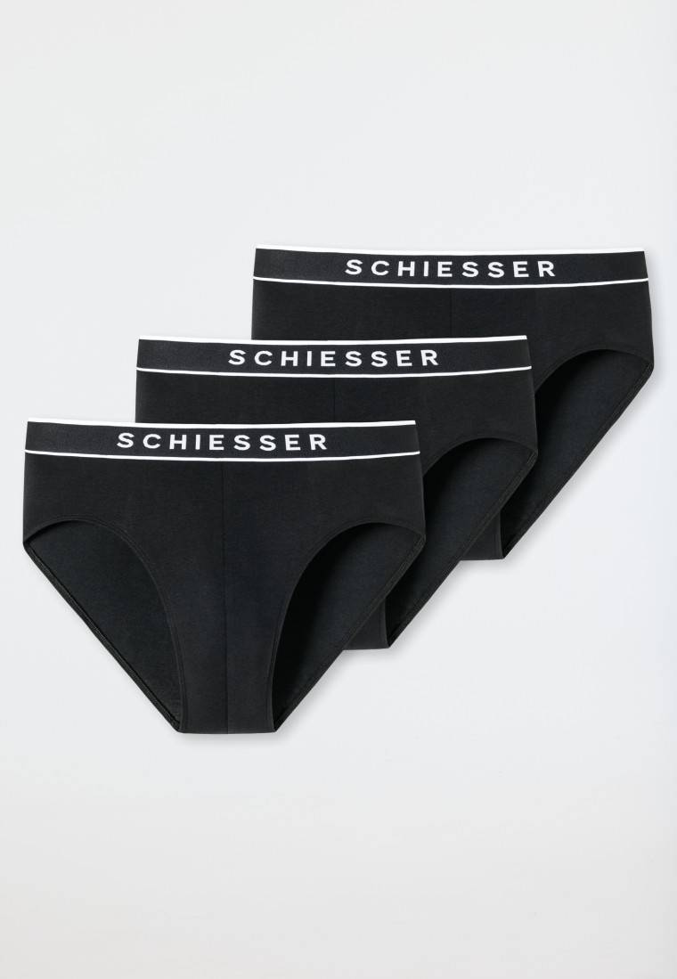 Schiesser Rio-Slips 3er-Pack Organic Cotton Webgummibund schwarz - 95/5 Bis zu 55% Rabatt