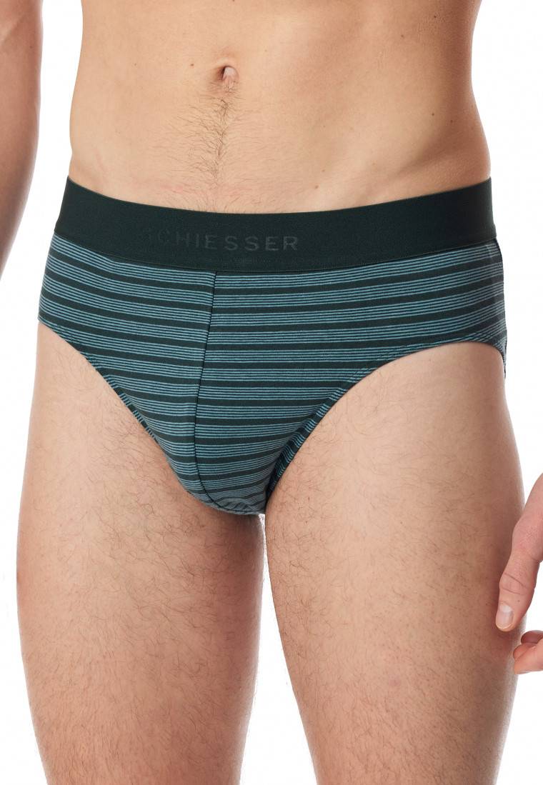 Schiesser Rio-Slips 3er-Pack Organic Cotton Webgummibund uni/gestreift schwarz - 95/5 Riesige Rabatte