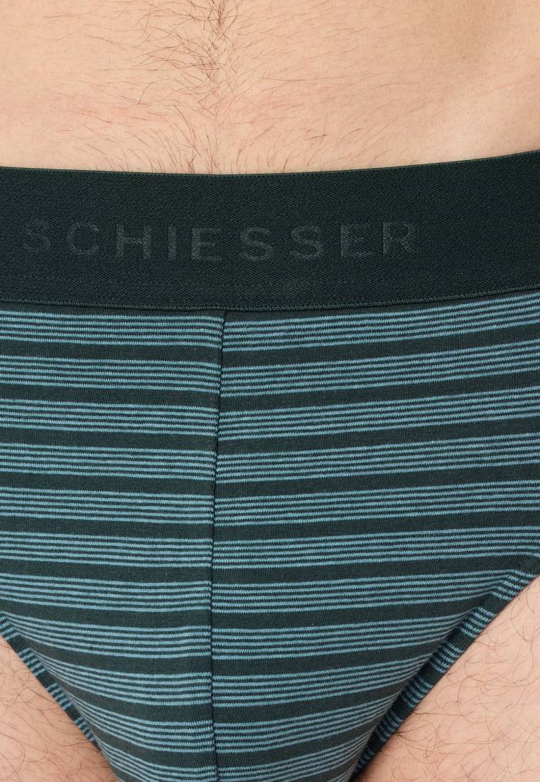 Schiesser Rio-Slips 3er-Pack Organic Cotton Webgummibund uni/gestreift schwarz - 95/5 Riesige Rabatte