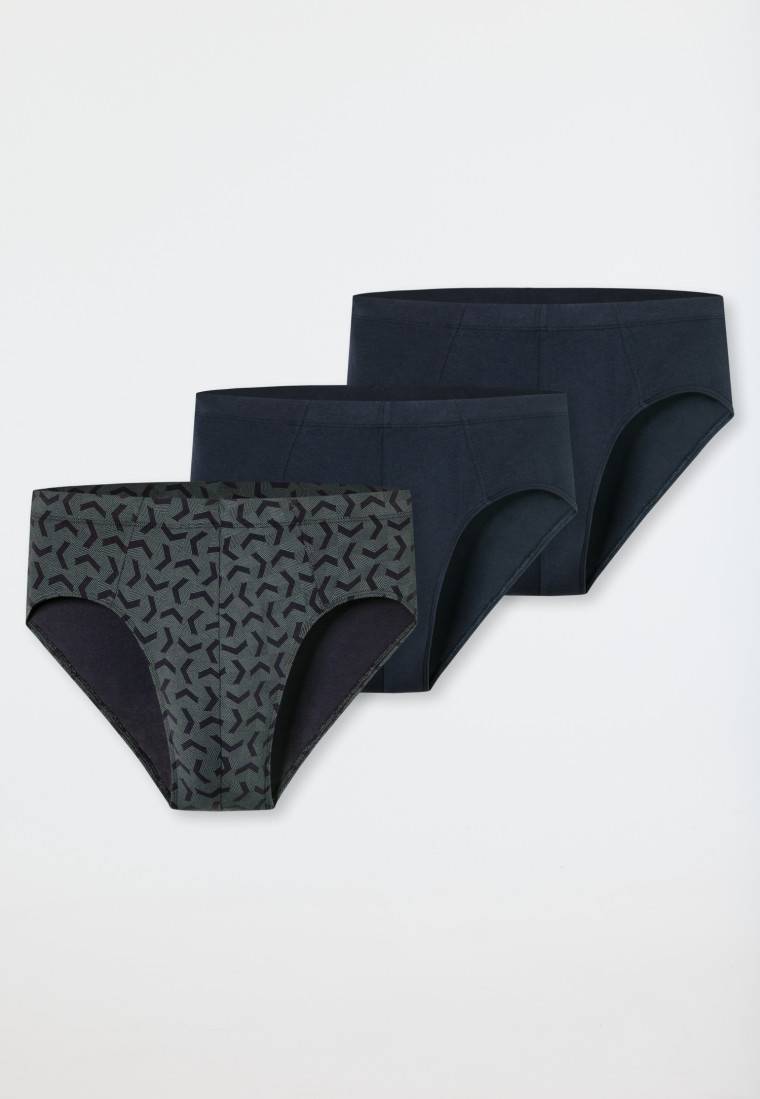 Schiesser Supermini 3er-Pack Organic Cotton dunkelblau gemustert - 95/5 Im Verkauf