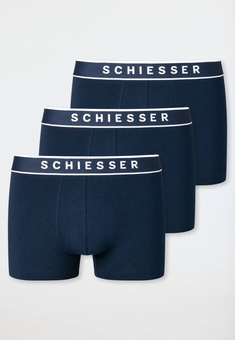 Schiesser Shorts 3er-Pack Organic Cotton Webgummibund dunkelblau - 95/5 Kostenloser Versand