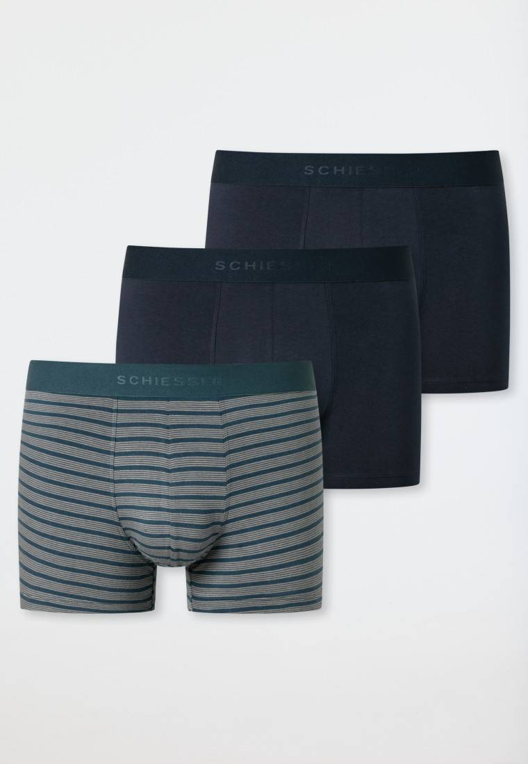 Schiesser Shorts 3er-Pack Organic Cotton Webgummibund uni/gestreift mehrfarbig - 95/5 Jubiläumsangebot