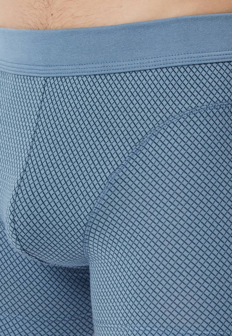 Schiesser Shorts Organic Cotton gemustert blaugrau - Comfort Fit Super Sparpreis