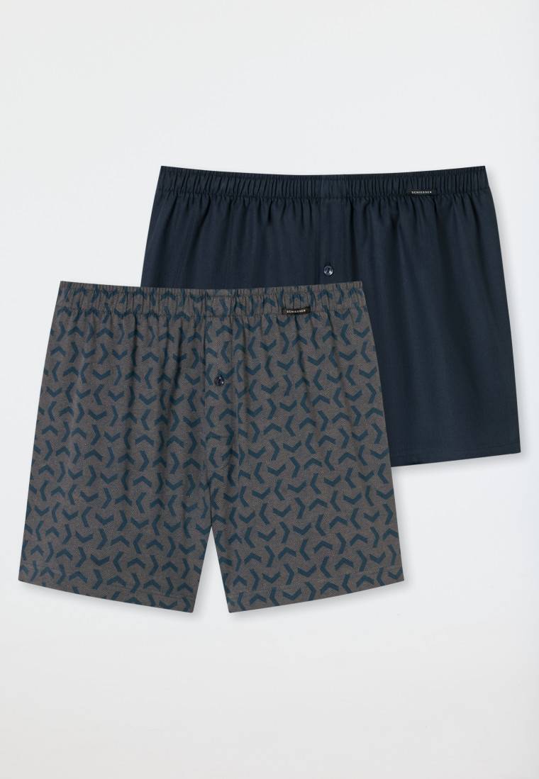 Schiesser Boxershorts 2er-Pack Jersey uni gemustert - Boxershorts Multipacks Letzte 3 Tage