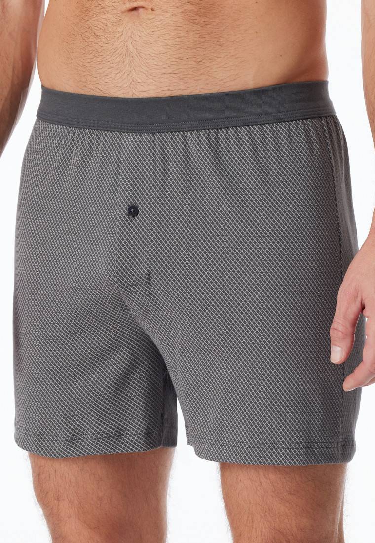 Schiesser Boxershorts Organic Cotton gemustert anthrazit - Comfort Fit Letzte 2 Tage