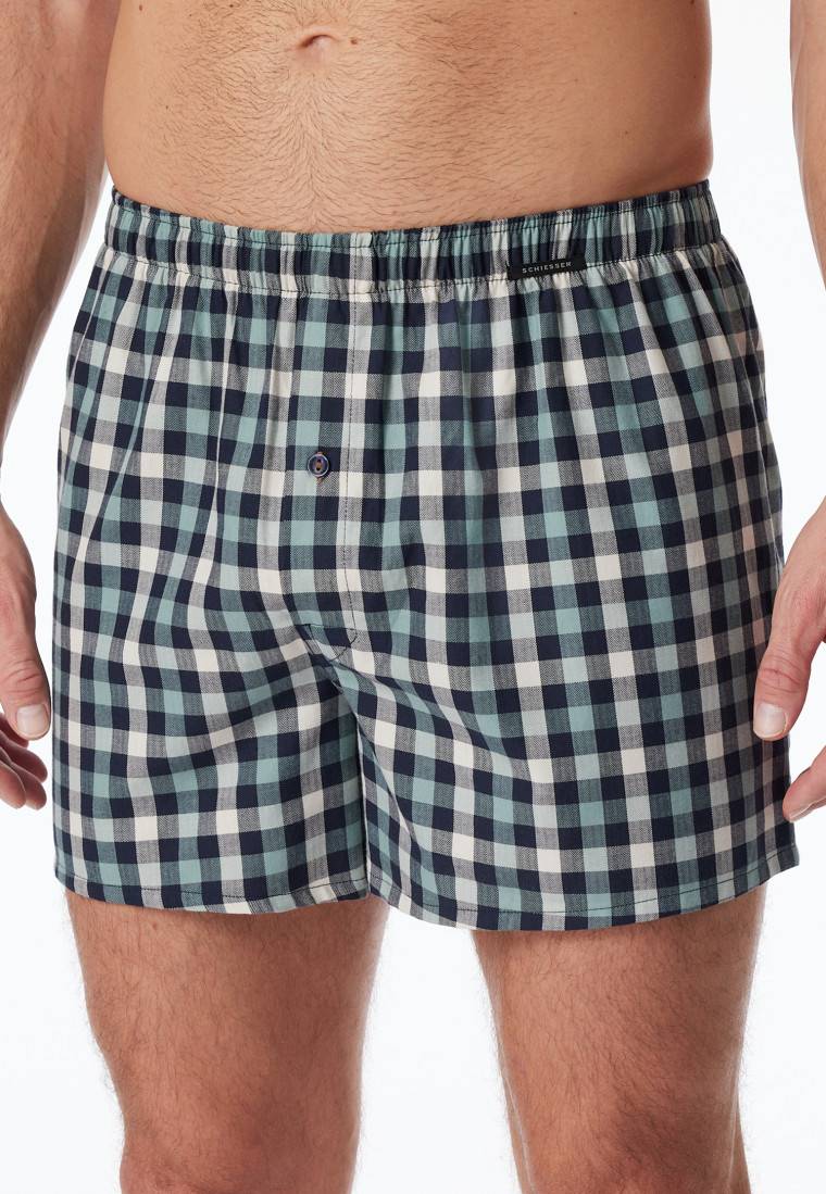 Schiesser Boxershorts 2er-Pack Webware uni & kariert - Boxershorts Multipacks Letzter Tag