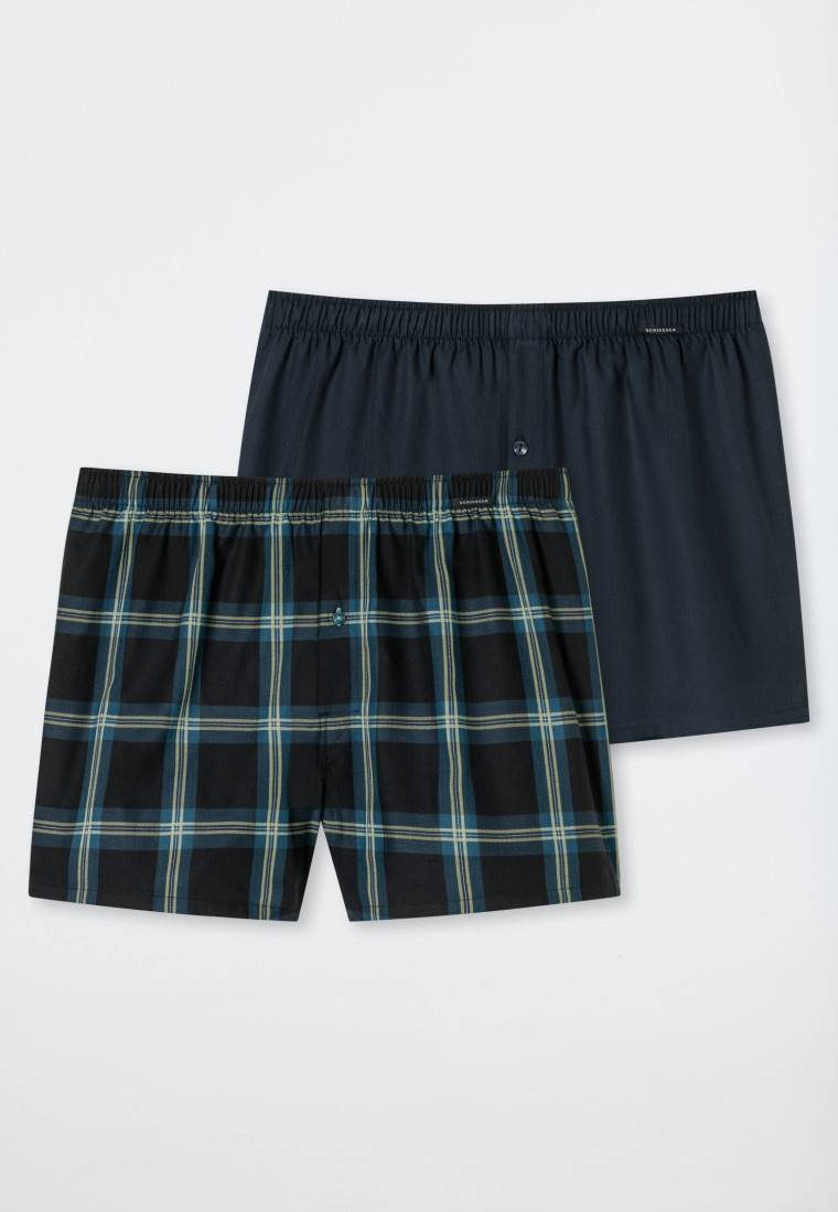 Schiesser Boxershorts 2er-Pack Webware uni & kariert - Boxershorts Multipacks Bis zu 50% Rabatt
