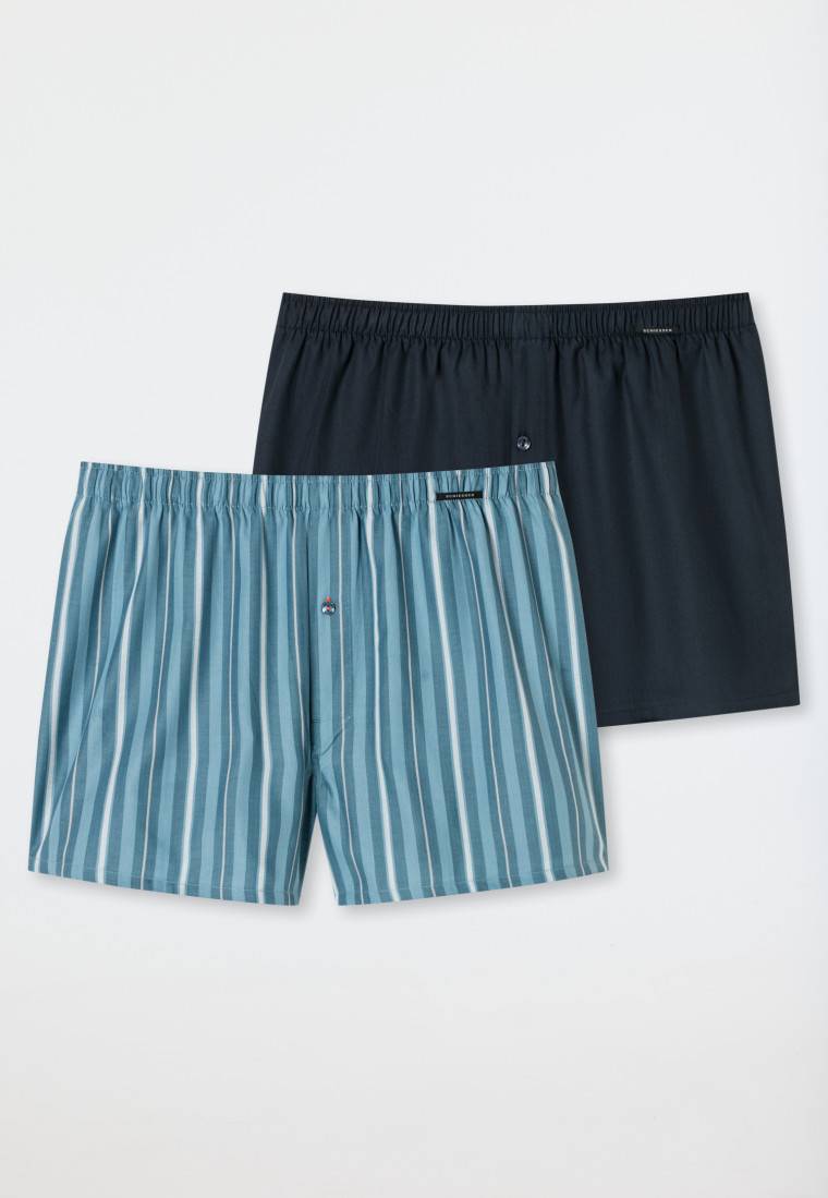 Schiesser Boxershorts 2er-Pack Webware uni & gestreift - Boxershorts Multipacks Sonderangebot der Fabrik