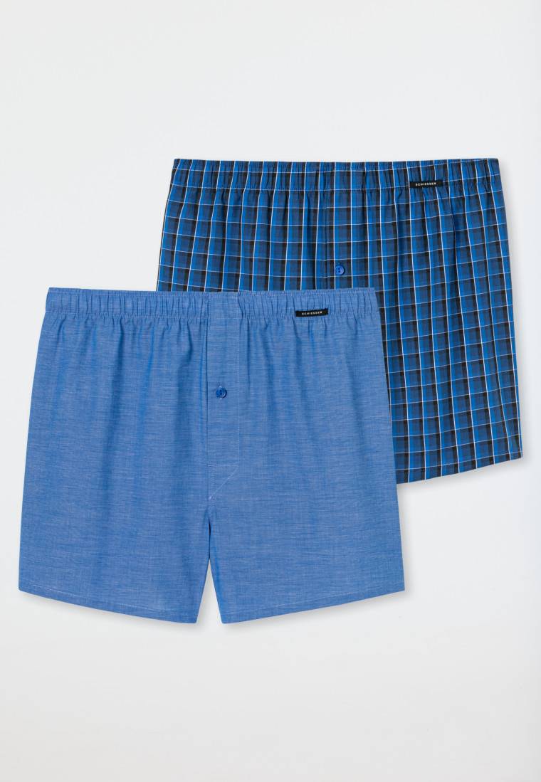 Schiesser Boxershorts 2er-Pack Webware royal kariert - Boxershorts Multipack Discount Store für neue Produkte
