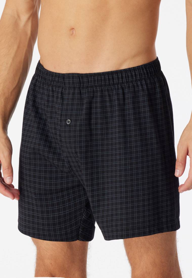 Schiesser Boxershorts Jersey schwarz kariert - Cotton Casuals Super Rabatt
