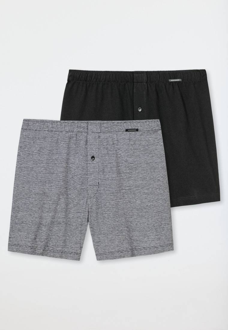 Schiesser Boxershorts 2er-Pack Jersey schwarz/ grau - Boxershorts Multipack Riesige Rabatte