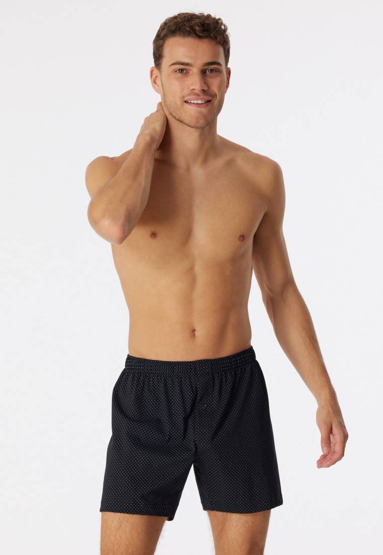 Schiesser Boxershorts Jersey schwarz gemustert - Cotton Casuals 50% Rabatt mit kostenlosem Versand