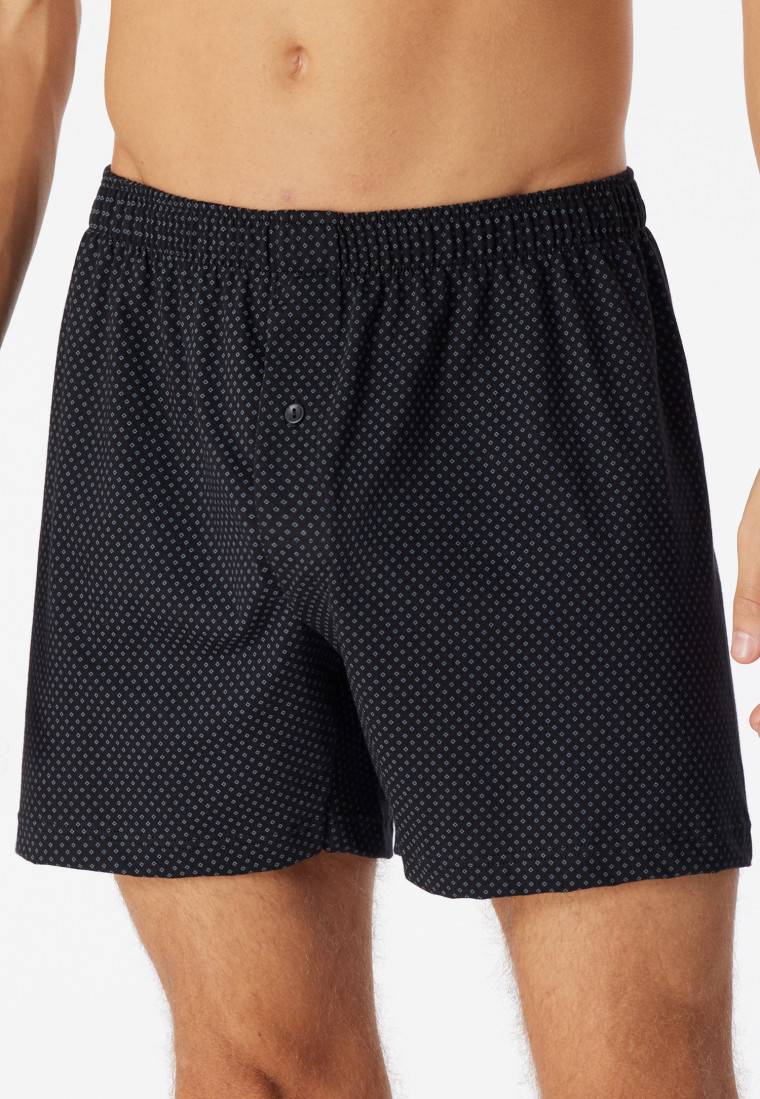 Schiesser Boxershorts Jersey schwarz gemustert - Cotton Casuals 50% Rabatt mit kostenlosem Versand