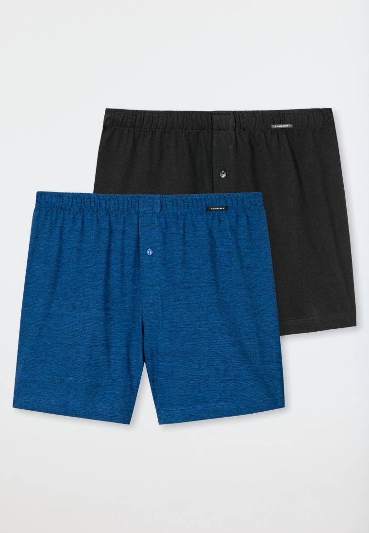 Schiesser Boxershorts 2er-Pack Jersey schwarz/ blau - Boxershorts Multipack Clearance-Verkauf