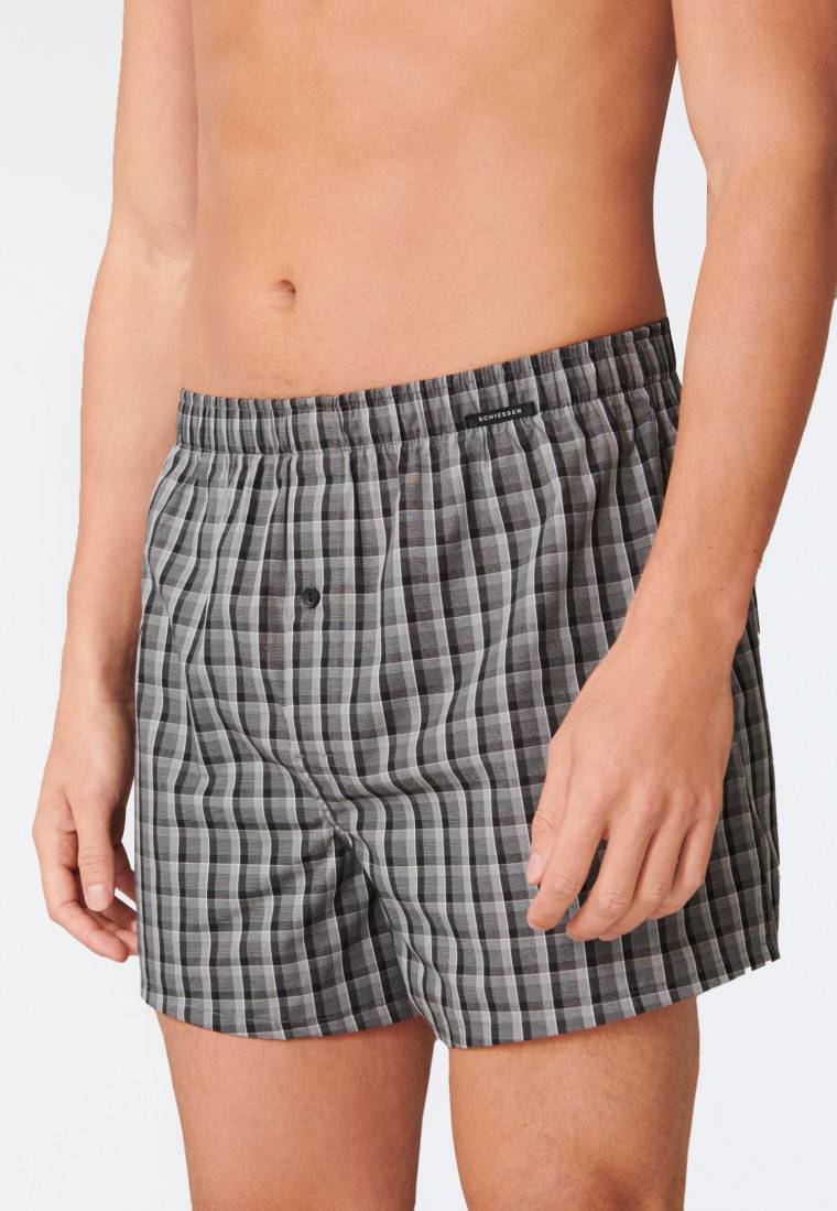 Schiesser Boxershorts 2er-Pack Webware schwarz kariert - Boxershorts Multipack Kostenloser Versand international