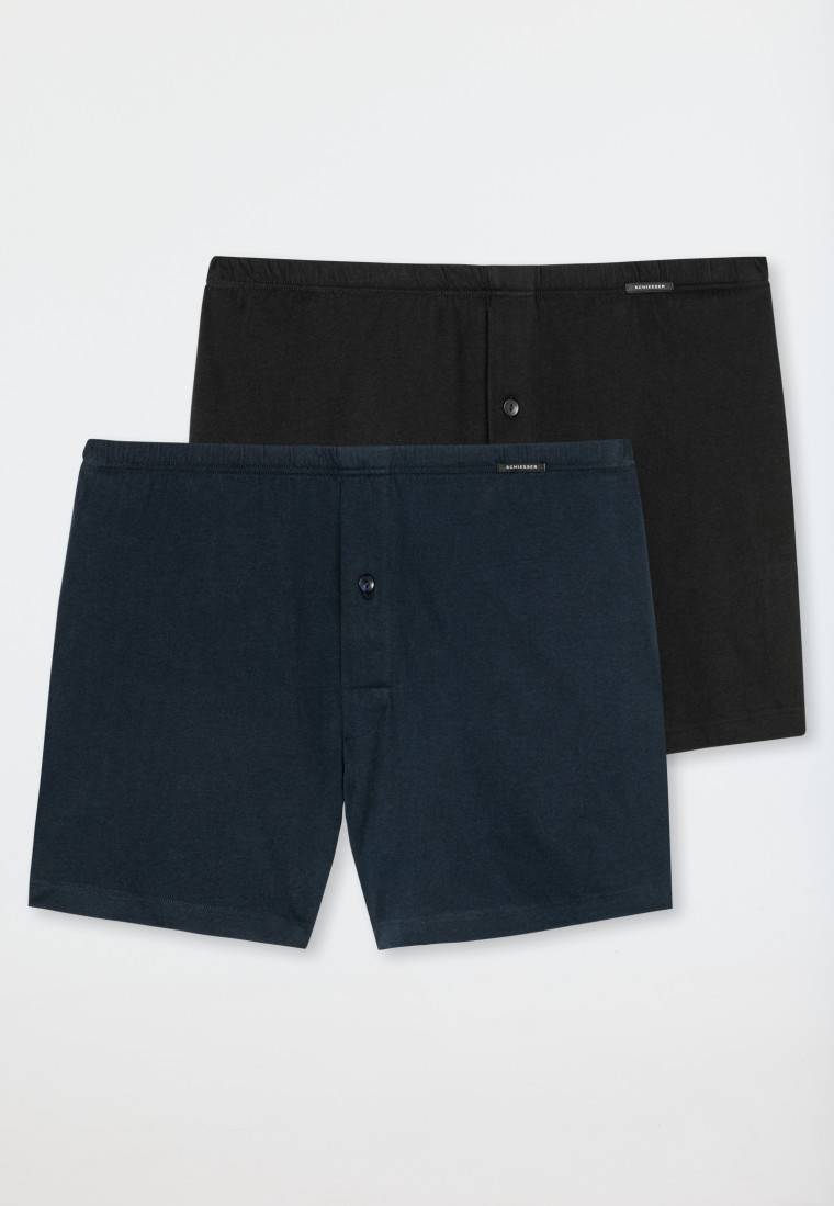 Schiesser Boxershorts 2er-Pack Jersey schwarz/ dunkelblau - Boxershorts Multipack Fabrikladen