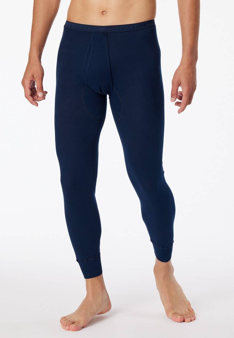 Schiesser Unterhose lang mit Eingriff nachtblau - Original Feinripp zollfrei