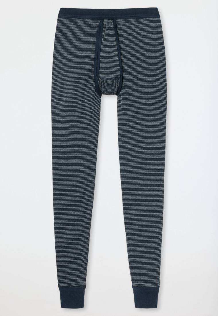 Schiesser Unterhose lang mit Eingriff dunkelblau geringelt - Feinripp melange 50% Rabatt für begrenzte Zeit