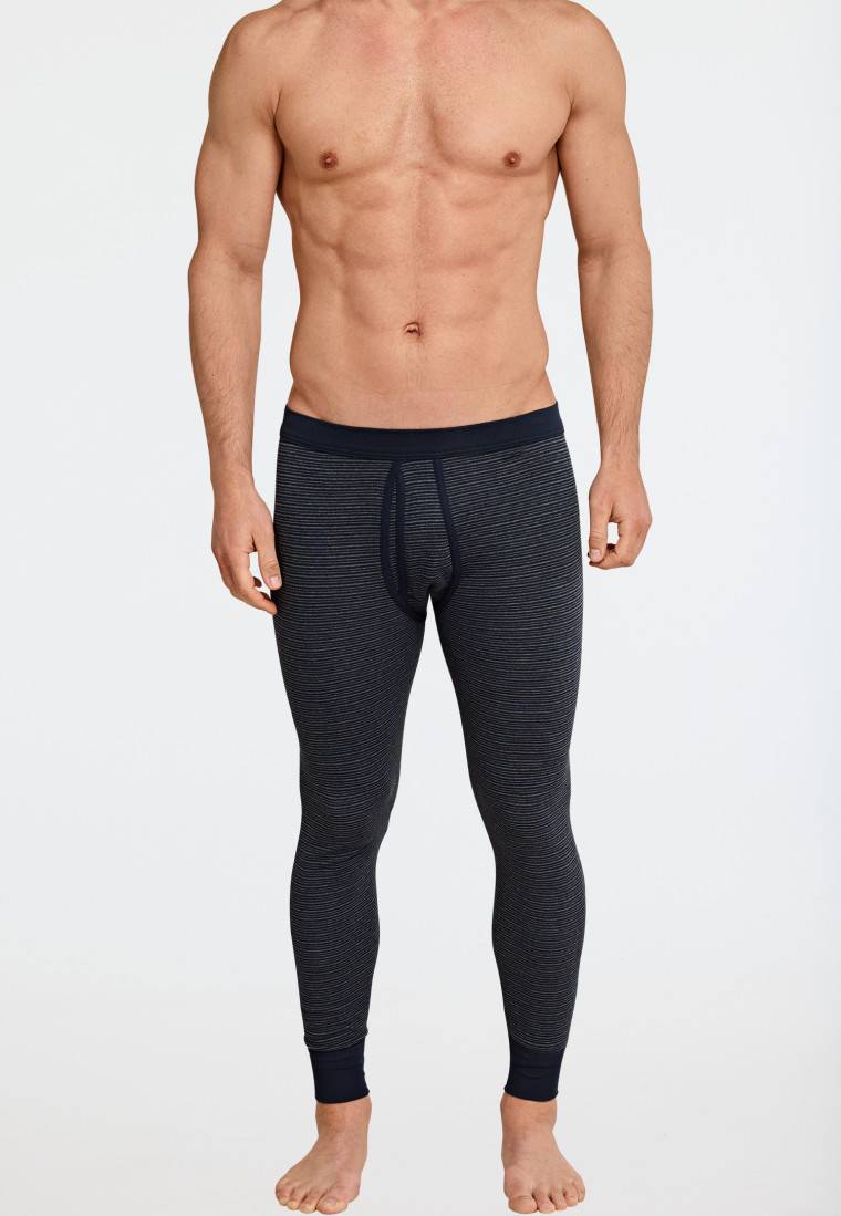 Schiesser Unterhose lang mit Eingriff dunkelblau geringelt - Feinripp melange 50% Rabatt für begrenzte Zeit
